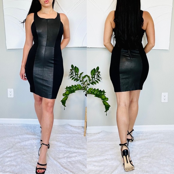 Illia Anthropologie Black Leather Dress - Picture 4 of 15